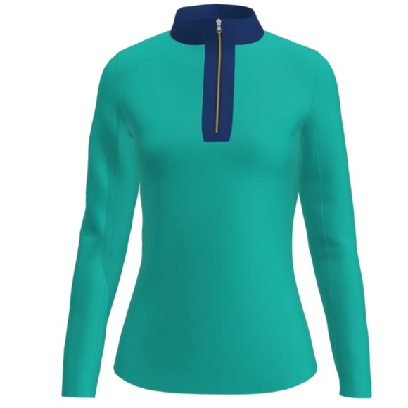 NEW AB Sport Golf Long Sleeve Sun Shirt Mesh Sleeves UV 40 colorblock collar XS - Picture 7 of 8